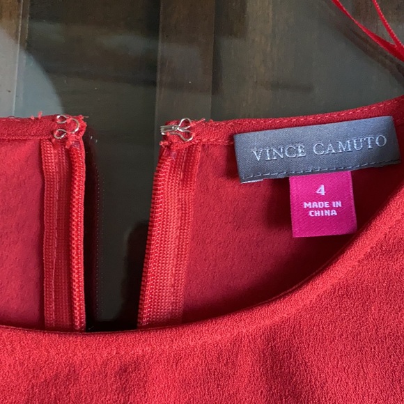 Vince Camuto Flutter Sleeve Rumple Side Tie Dress. - Picture 7 of 14